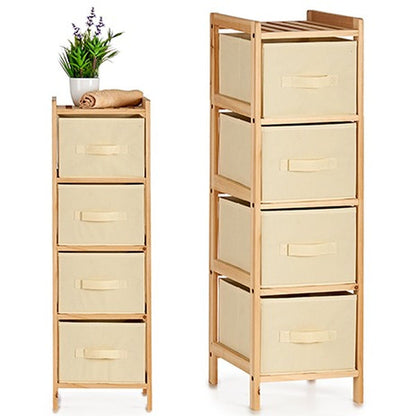 Chest of drawers Cream Wood Textile 28 x 89 x 29,5 cm (2 Units)