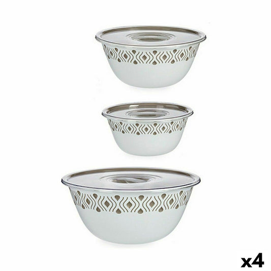 Set of bowls Stefanplast Tosca With lid Beige Plastic (4 Units) Stefanplast