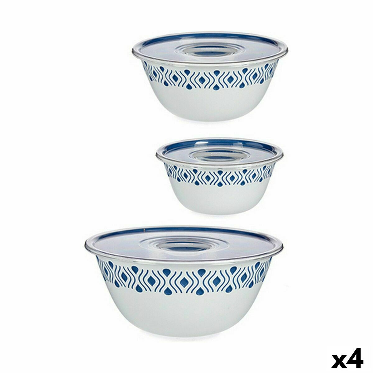 Set of bowls Stefanplast Tosca With lid Blue Plastic (4 Units) Stefanplast