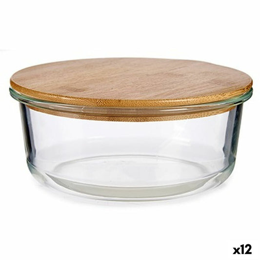 Round Lunch Box with Lid Bamboo 17 x 7 x 17 cm (12 Units) Vivalto