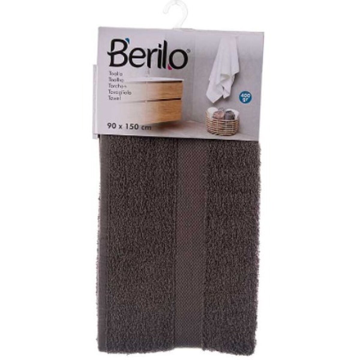 Bath towel 90 x 150 cm Grey (3 Units) Berilo