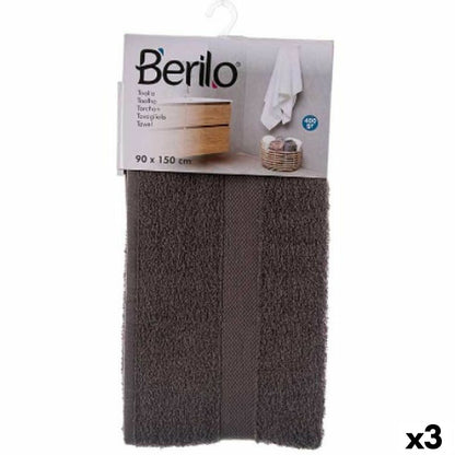 Bath towel 90 x 150 cm Grey (3 Units) Berilo