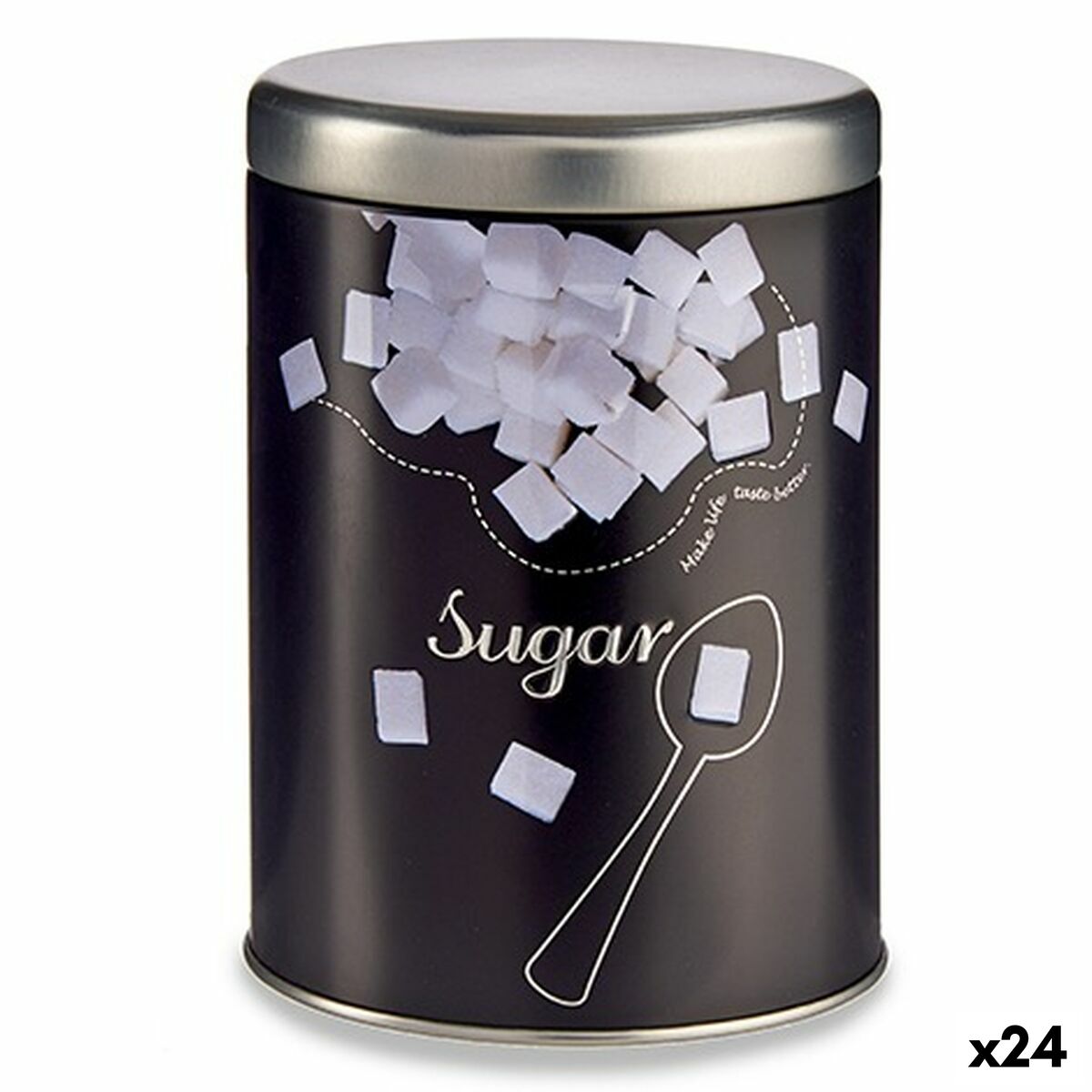 Sugar Bowl Black Metal 1 L 10,5 x 15 x 10,5 cm Sugar (24 Units) Kinvara