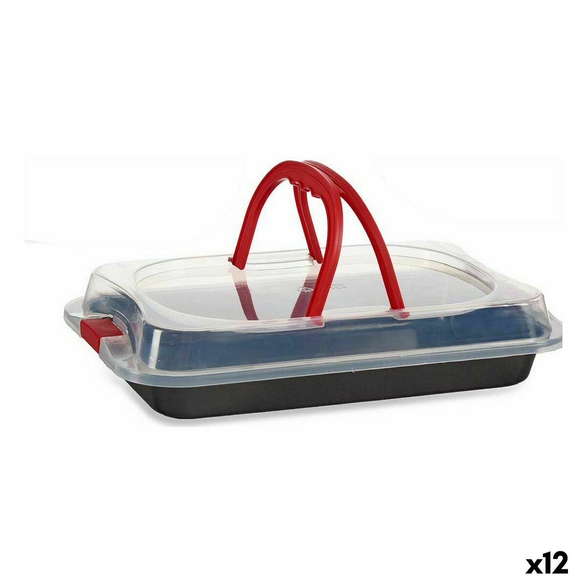 Lunch box Black Red Iron 36,5 x 24 x 7,5 cm With lid (12 Units) Kinvara