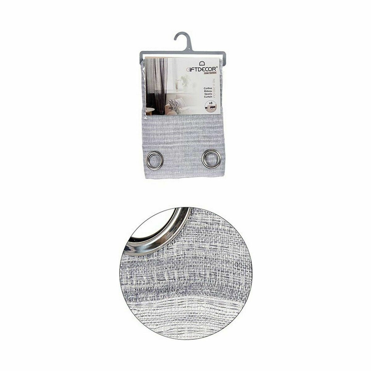 Curtain Light grey 140 x 0,1 x 260 cm (6 Units) Gift Decor