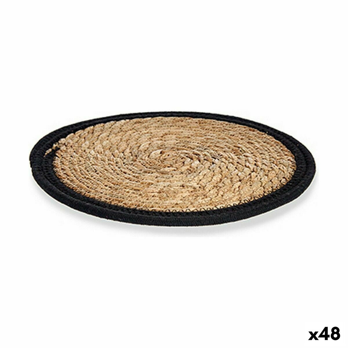 Table Mat Natural Black 30 x 1 x 30 cm (48 Units) Gift Decor