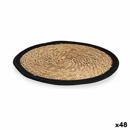 Table Mat Natural Black 35 x 1 x 35 cm (48 Units) Gift Decor