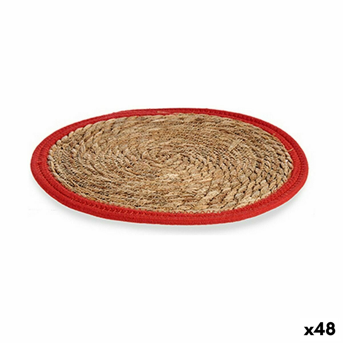 Table Mat Natural Red 35 x 1 x 35 cm (48 Units) Gift Decor