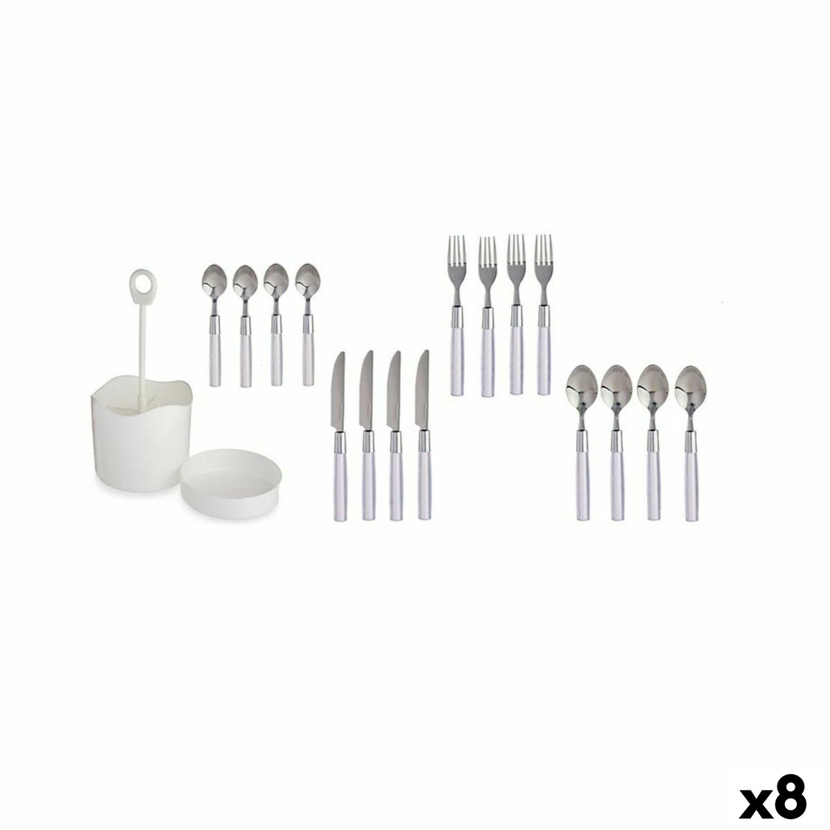 Cutlery Set White Stainless steel (8 Units) Kinvara