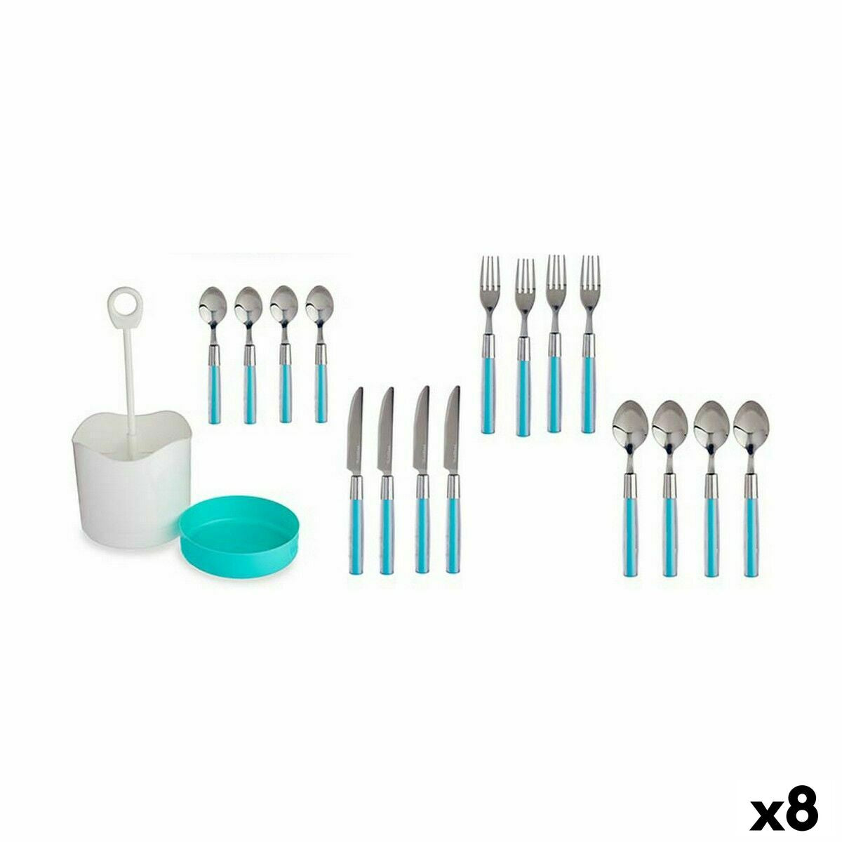 Cutlery Set Blue Stainless steel (8 Units) Kinvara