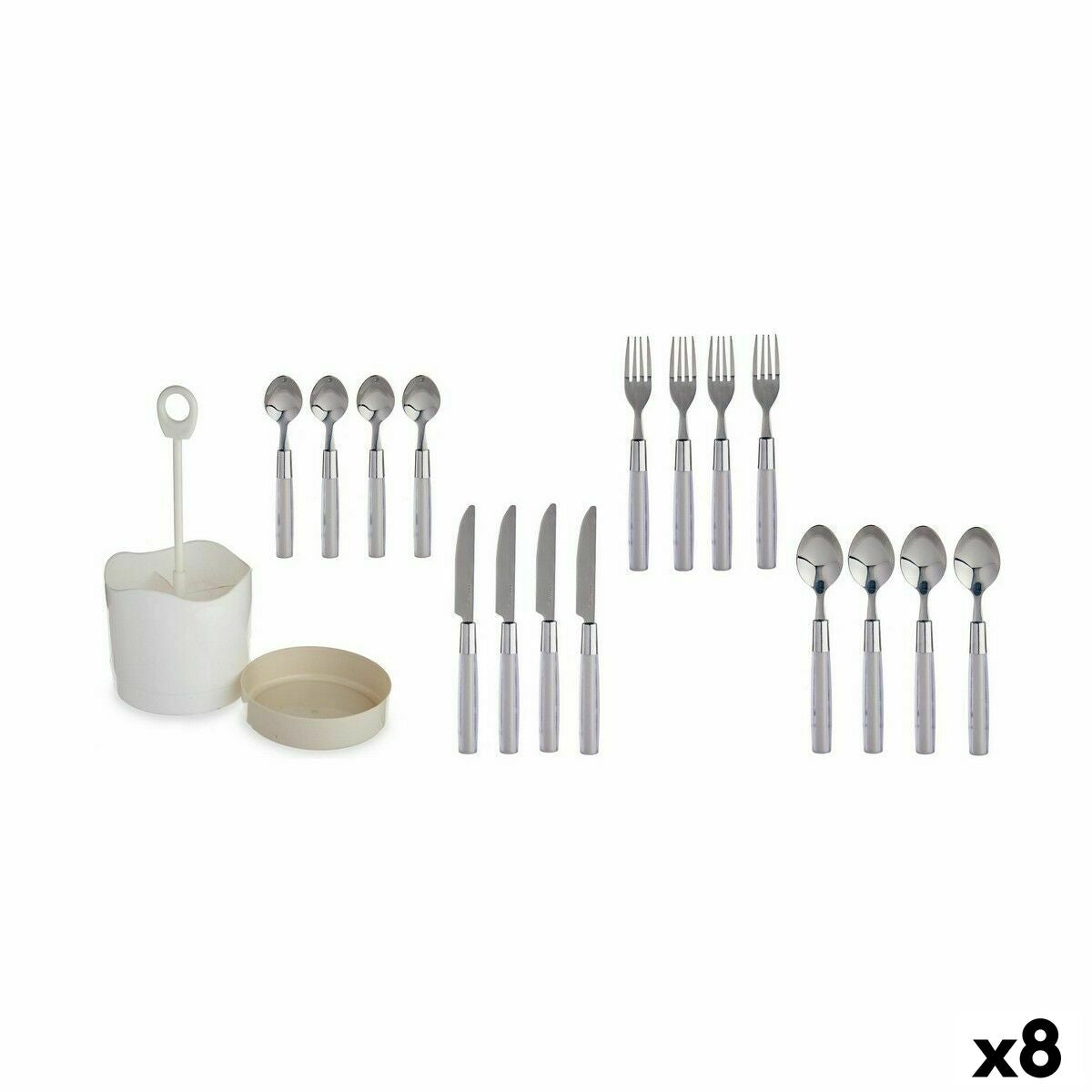 Cutlery Set Grey Stainless steel (8 Units) Kinvara