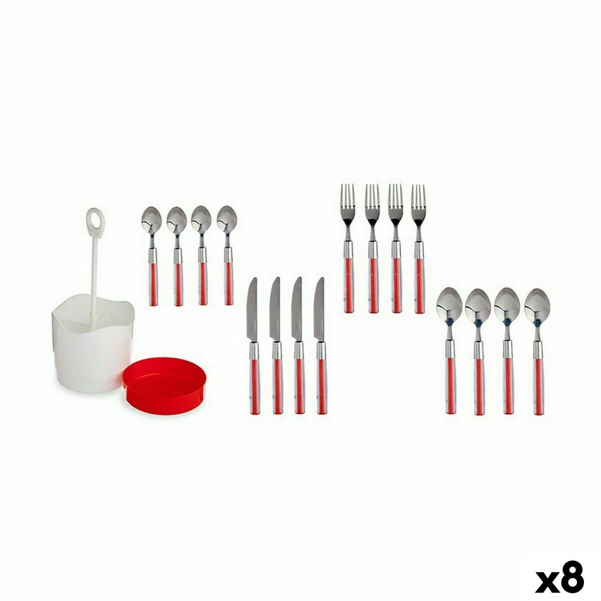 Cutlery Set Red Stainless steel (8 Units) Kinvara