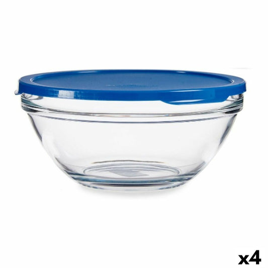 Round Lunch Box with Lid Chefs Blue 2,5 L 23,7 x 10,1 x 23,7 cm (4 Units) Pasabahce