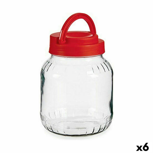 Jar Lid with handle Red 1,7 L 13,5 x 17,5 x 13,5 cm (6 Units) Vivalto