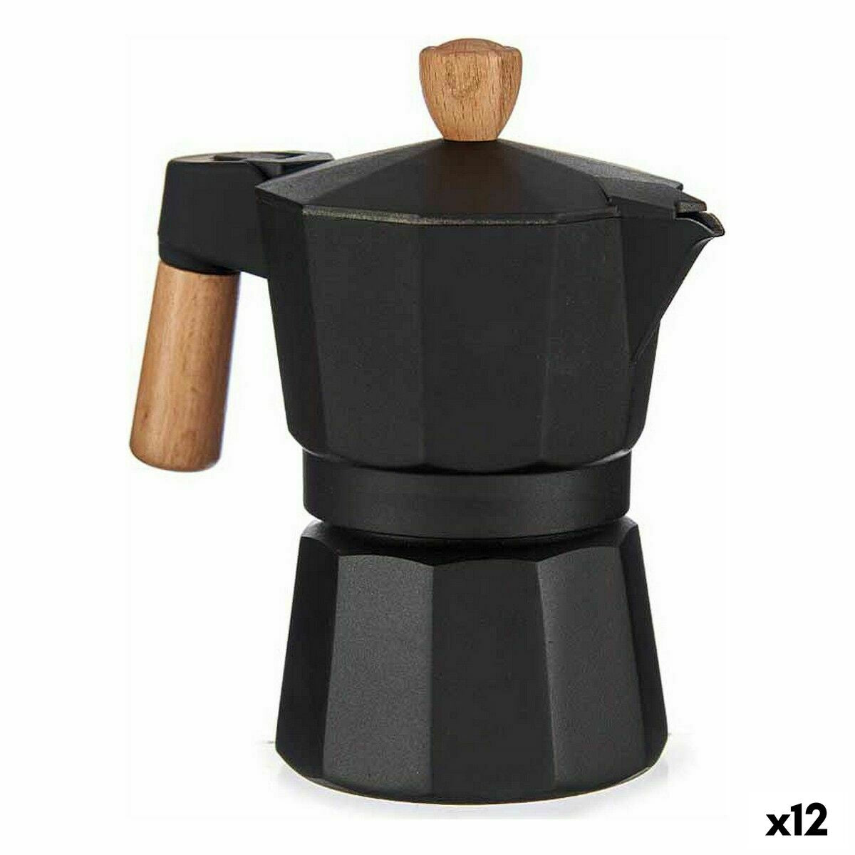 Italian Coffee Pot A611BQ-3 T Brown Black Wood Aluminium 150 ml (12 Units) Kinvara