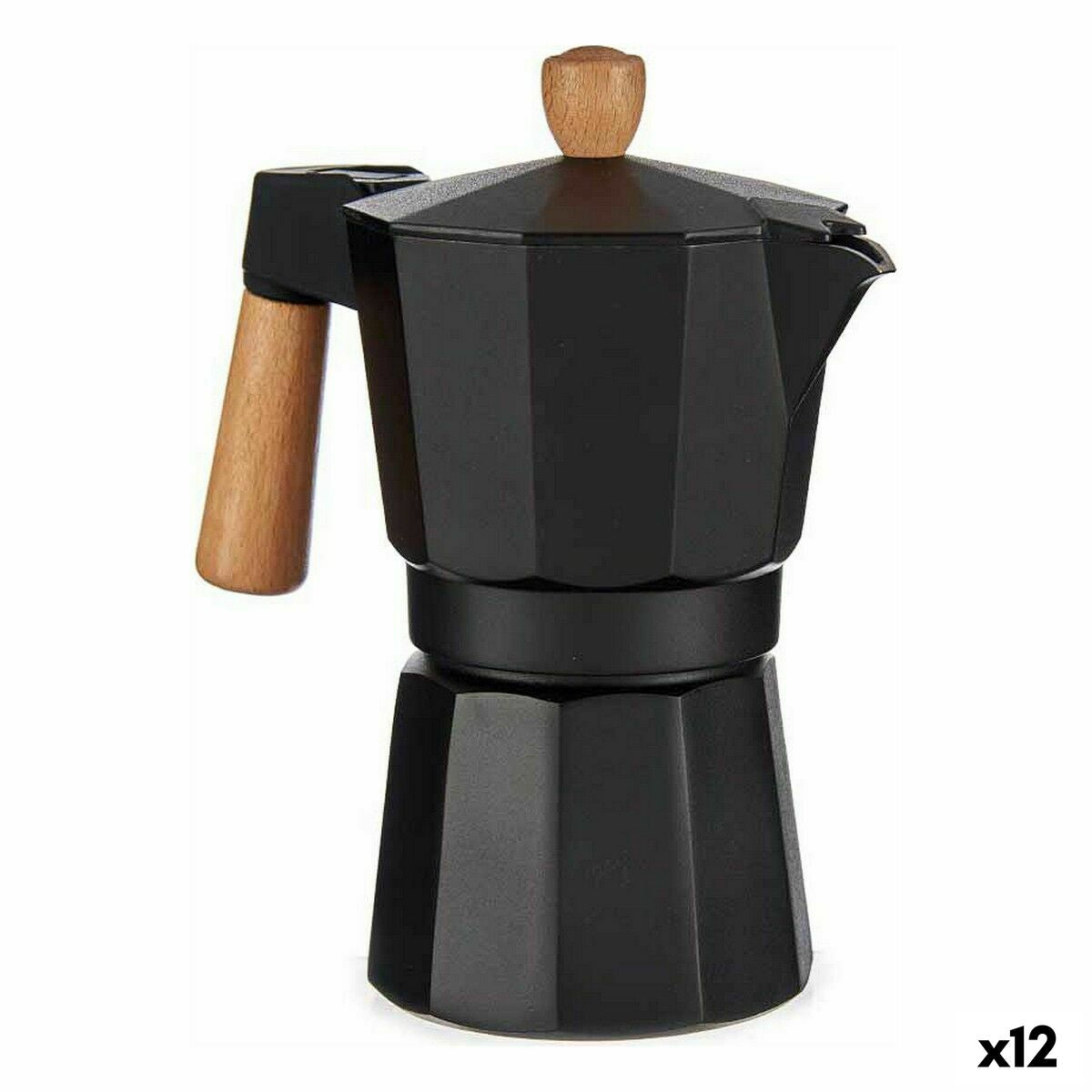 Italian Coffee Pot A611BQ-6 T Brown Black Wood Aluminium 300 ml (12 Units) Kinvara