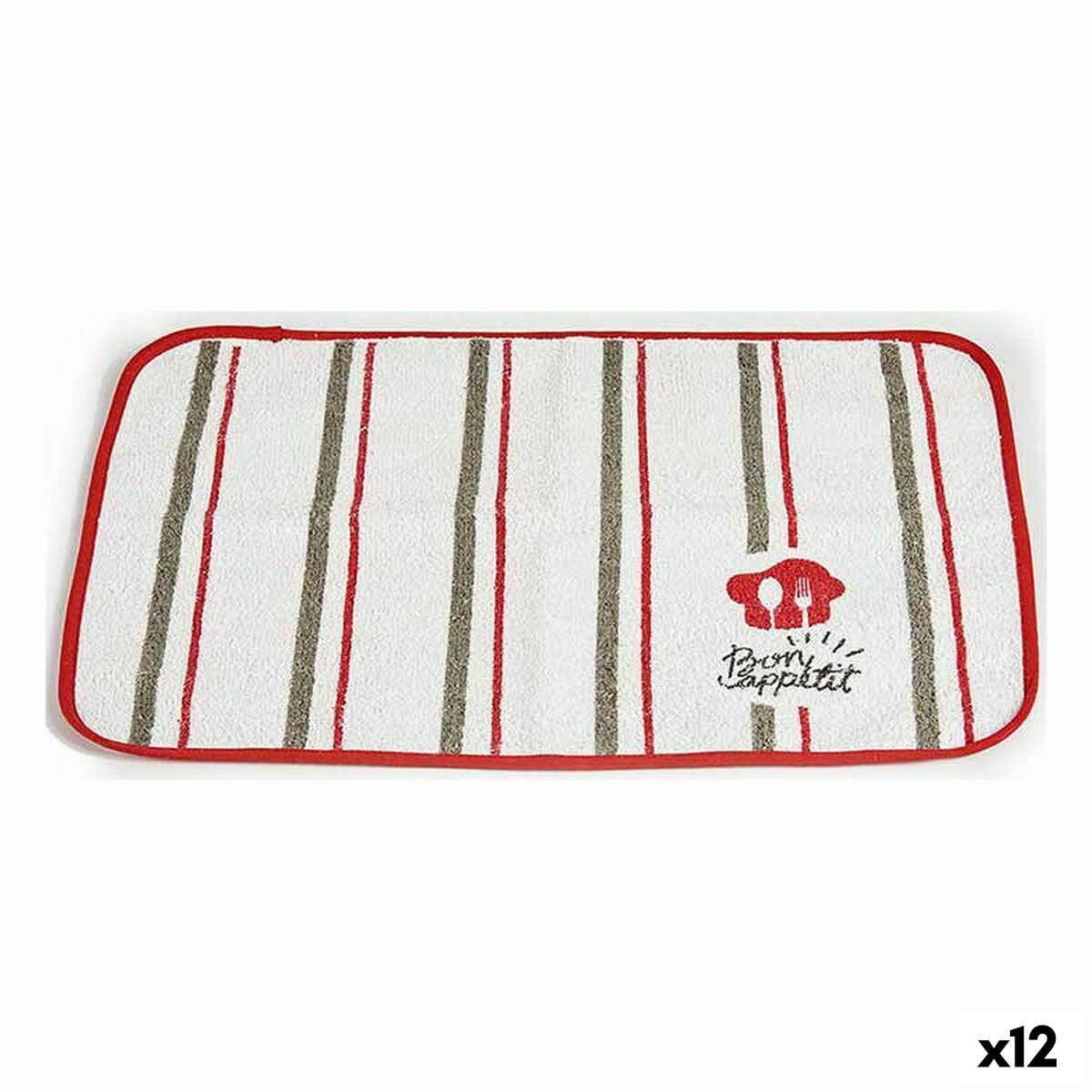 Table Mat Bon Appetit White Red 33 x 0,3 x 48 cm (12 Units) Kinvara