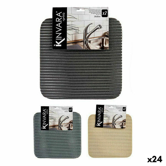 Non-slip Mat 32 x 32 cm Set 2 Pieces Plastic (24 Units) Kinvara