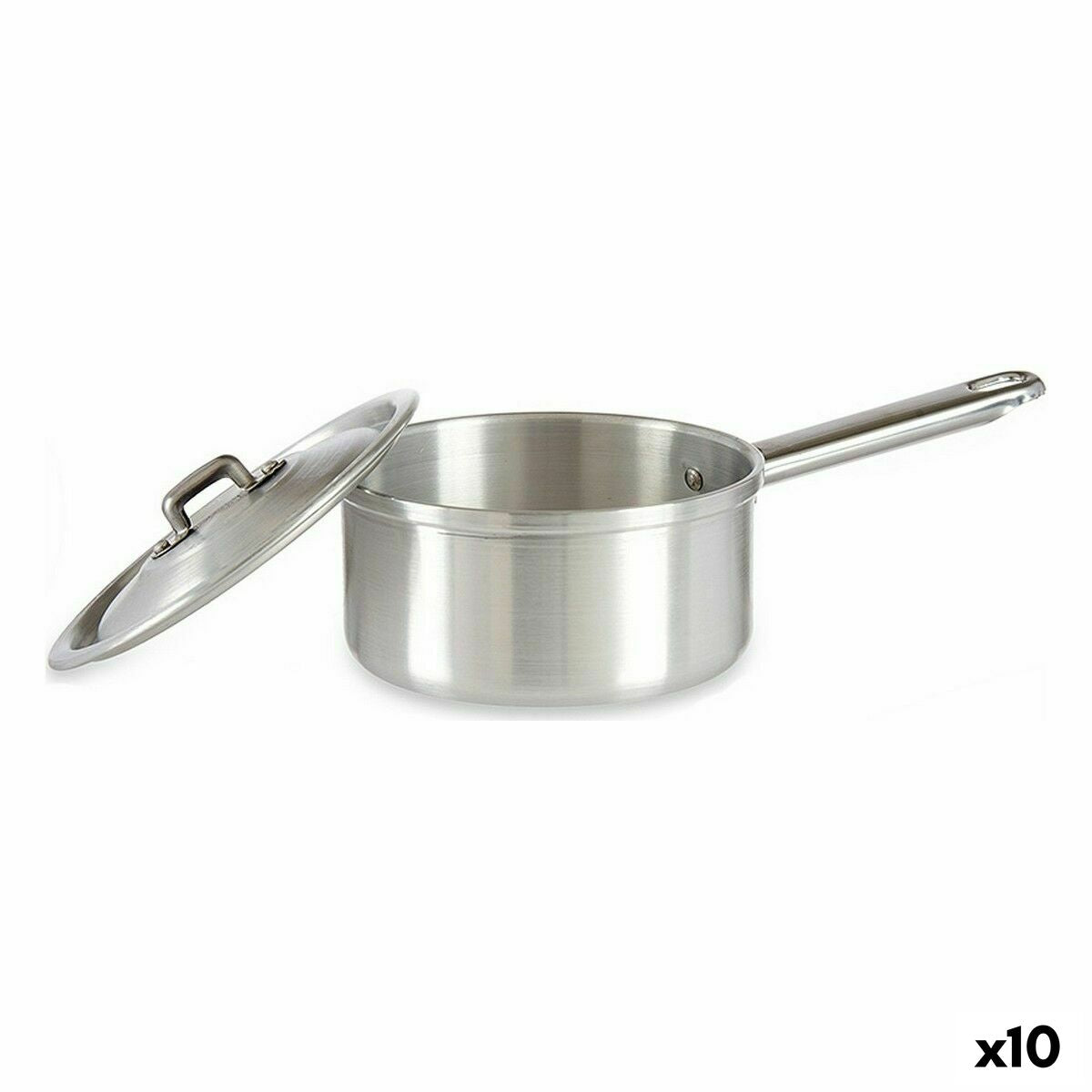 Saucepan with Lid Ø 14 cm Silver Aluminium 1 L (10 Units) Kinvara