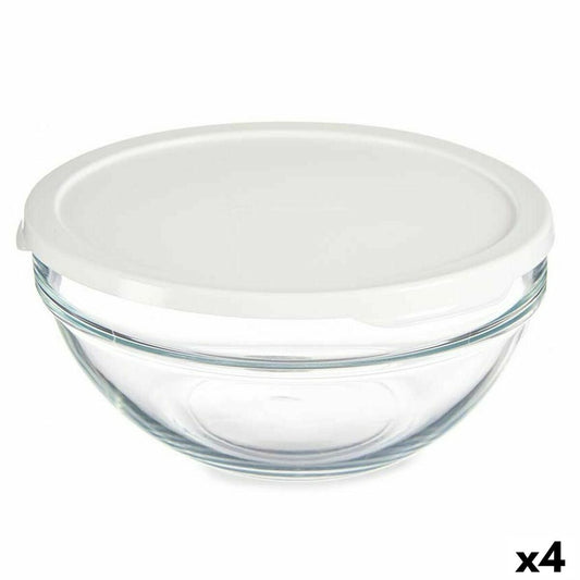 Round Lunch Box with Lid Chefs White 1,7 L 21 x 9 x 21 cm (4 Units) Pasabahce