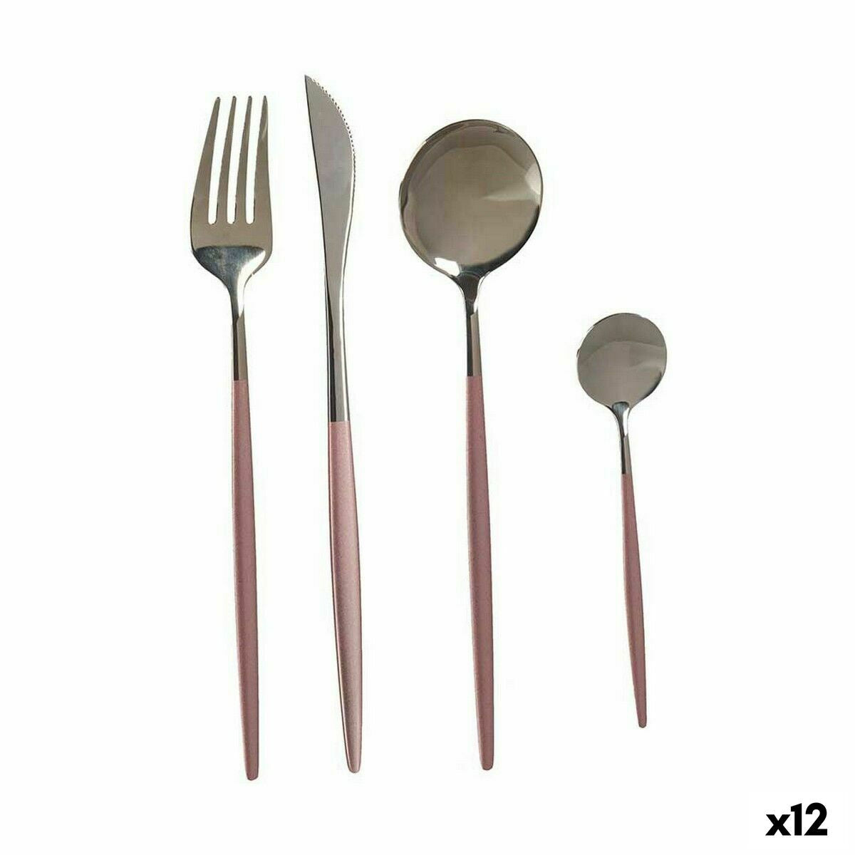 Cutlery Set Pink Silver Stainless steel (12 Units) Kinvara