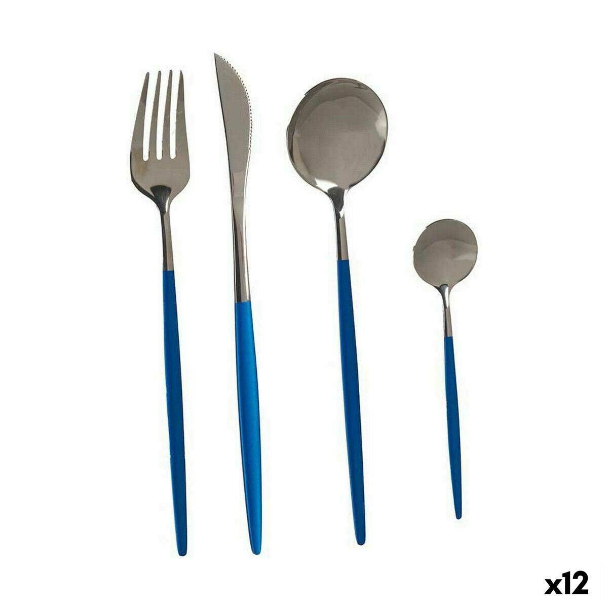 Cutlery Set Blue Silver Stainless steel (12 Units) Kinvara