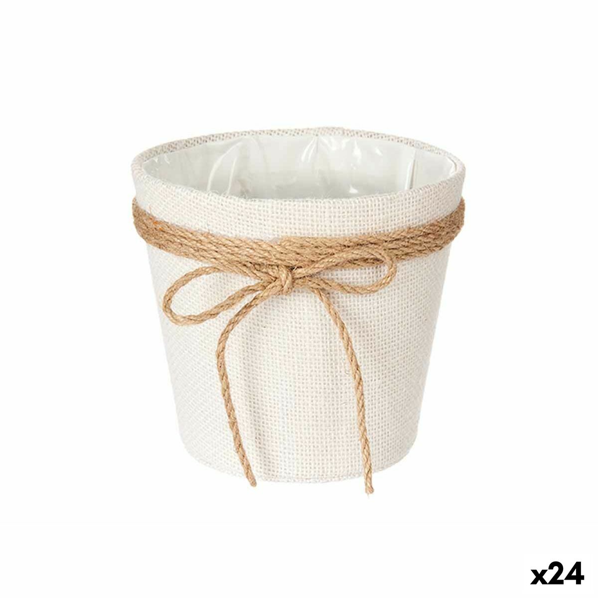 Planter Ibergarden 86449 White Brown Cloth Lasso 16 x 15 x 16 cm (24 Units) Ibergarden