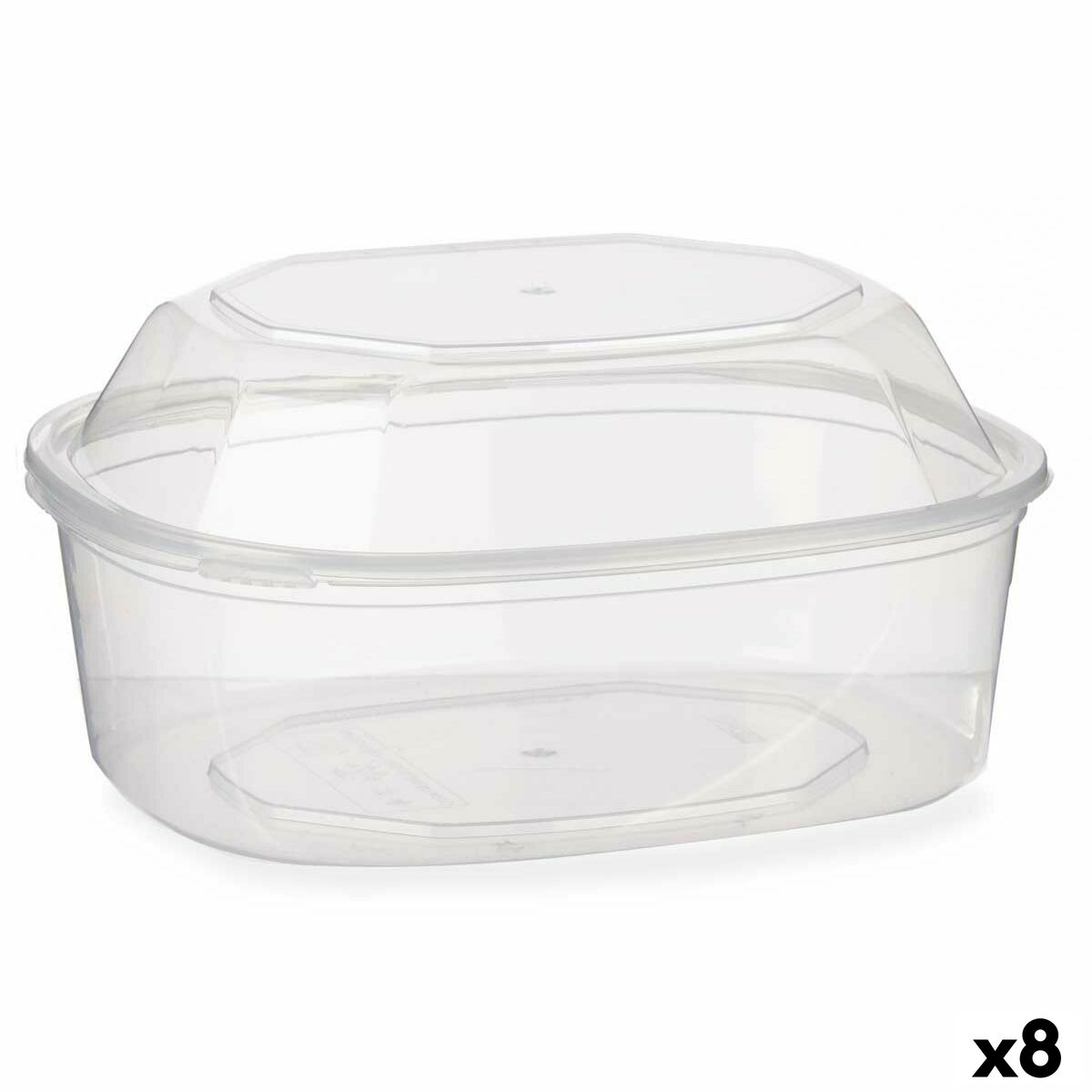 Rectangular Lunchbox with Lid Transparent polypropylene 1,5 L 18 x 10,5 x 21,5 cm (8 Units) Leknes