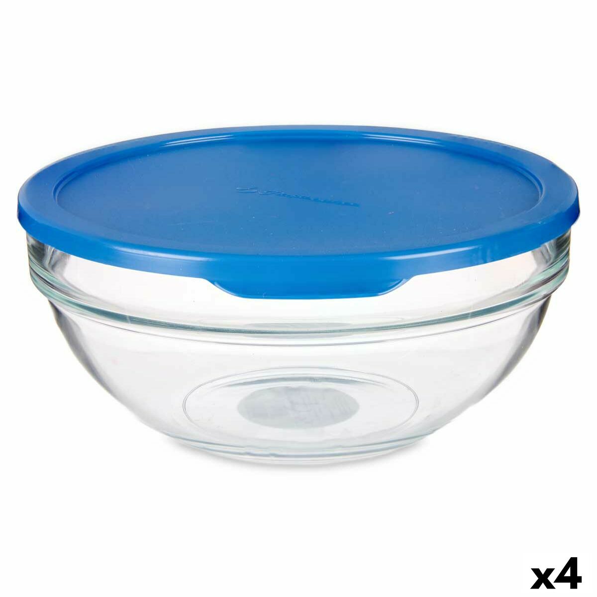 Round Lunch Box with Lid Chefs Blue 1,135 L 17,2 x 7,6 x 17,2 cm (4 Units) Pasabahce