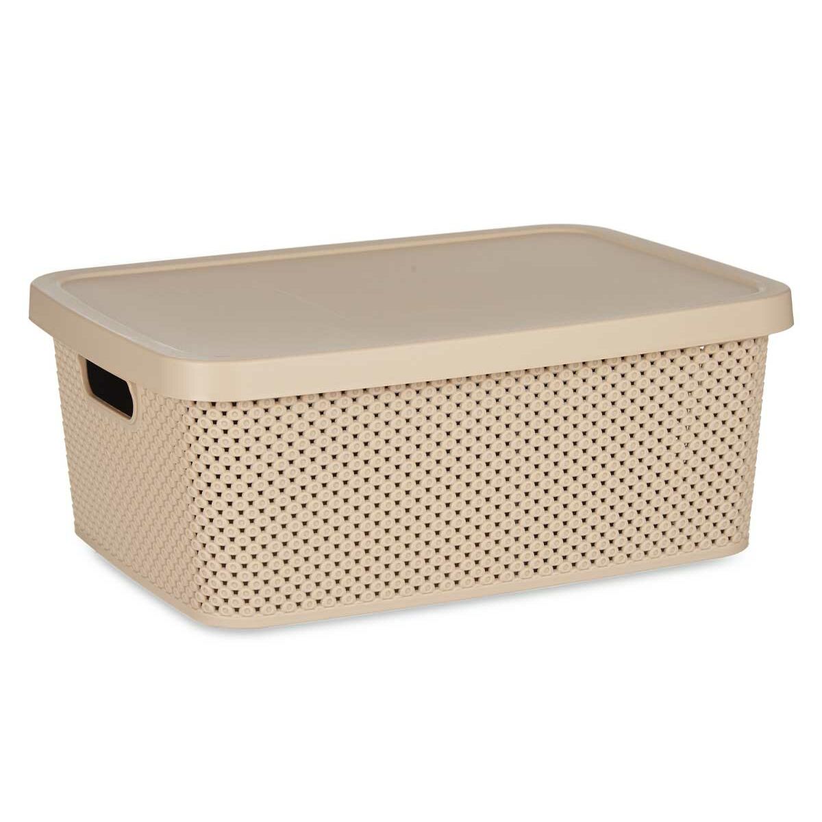 Storage Box with Lid Kipit 041261-5 Beige Plastic 13 L 28 x 15 x 39 cm (12 Units) Kipit