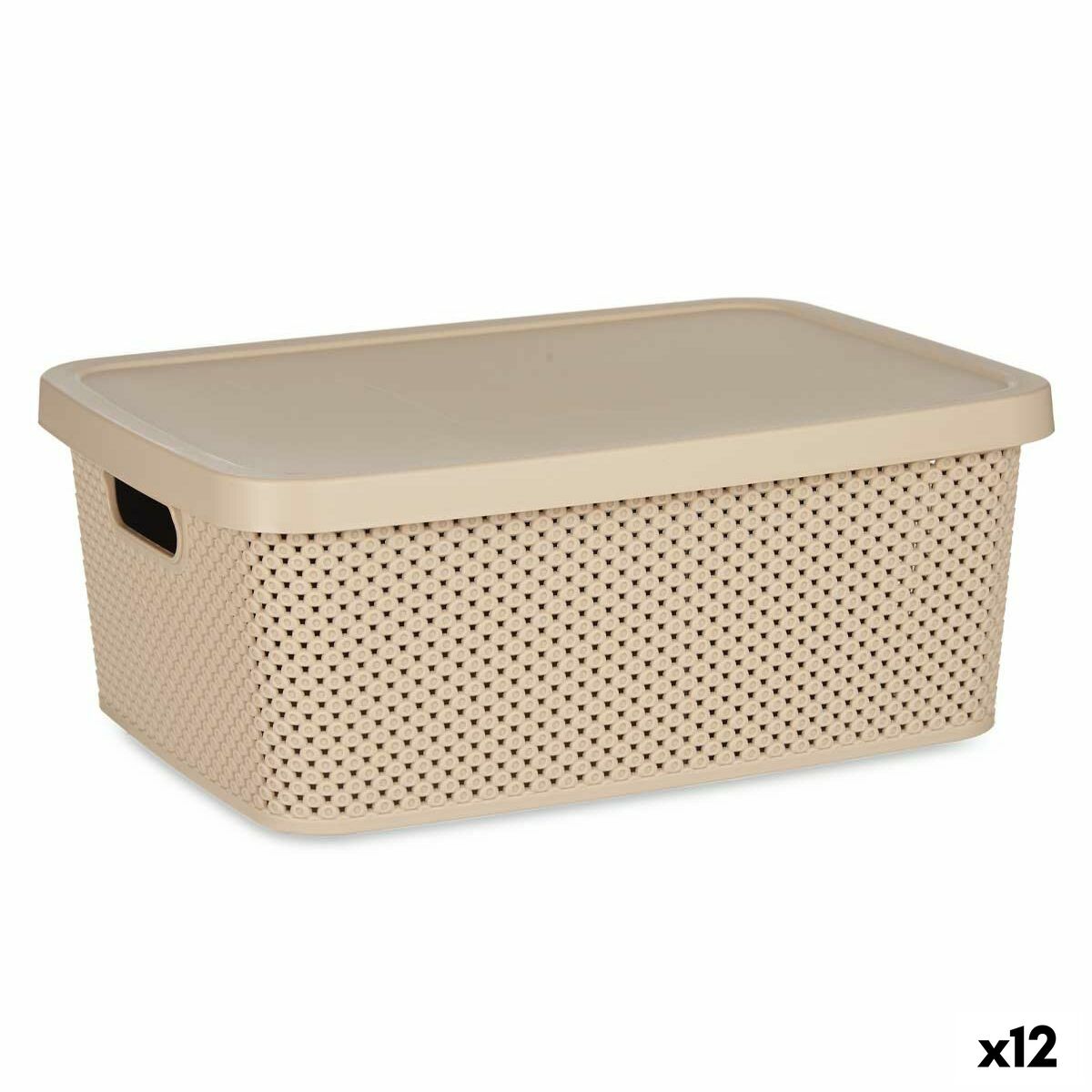 Storage Box with Lid Kipit 041261-5 Beige Plastic 13 L 28 x 15 x 39 cm (12 Units) Kipit