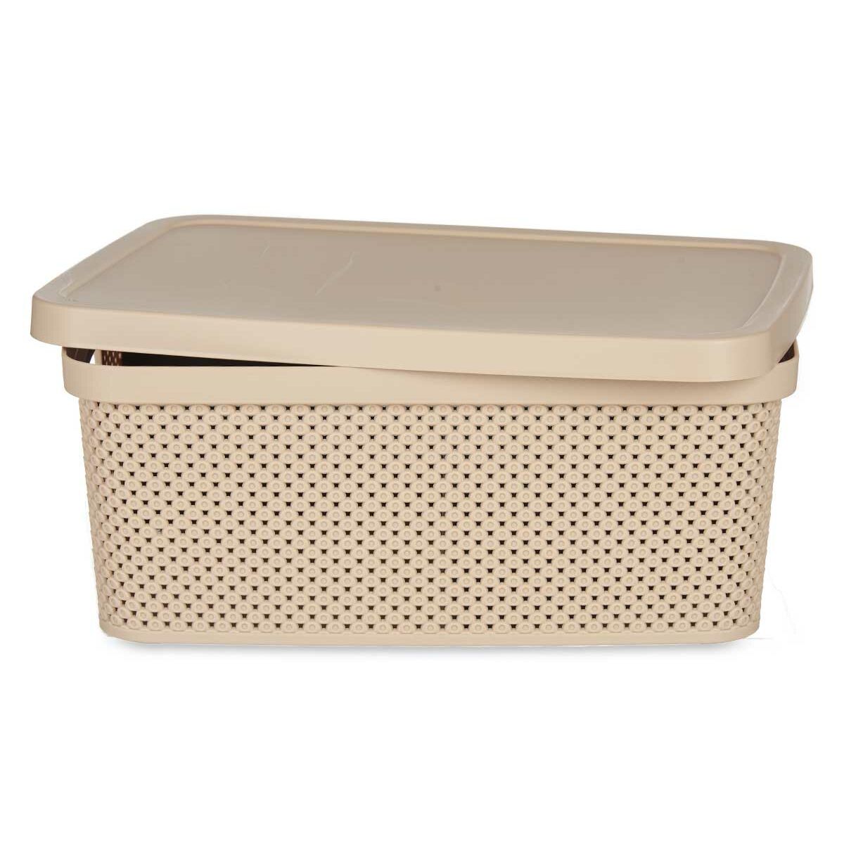 Storage Box with Lid Kipit 041261-5 Beige Plastic 13 L 28 x 15 x 39 cm (12 Units) Kipit