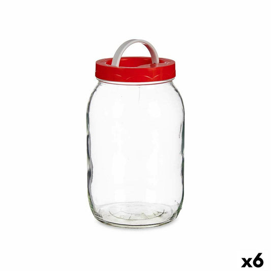 Jar Lid with handle Red polypropylene 2 L 12 x 21 x 12 cm (6 Units) Vivalto