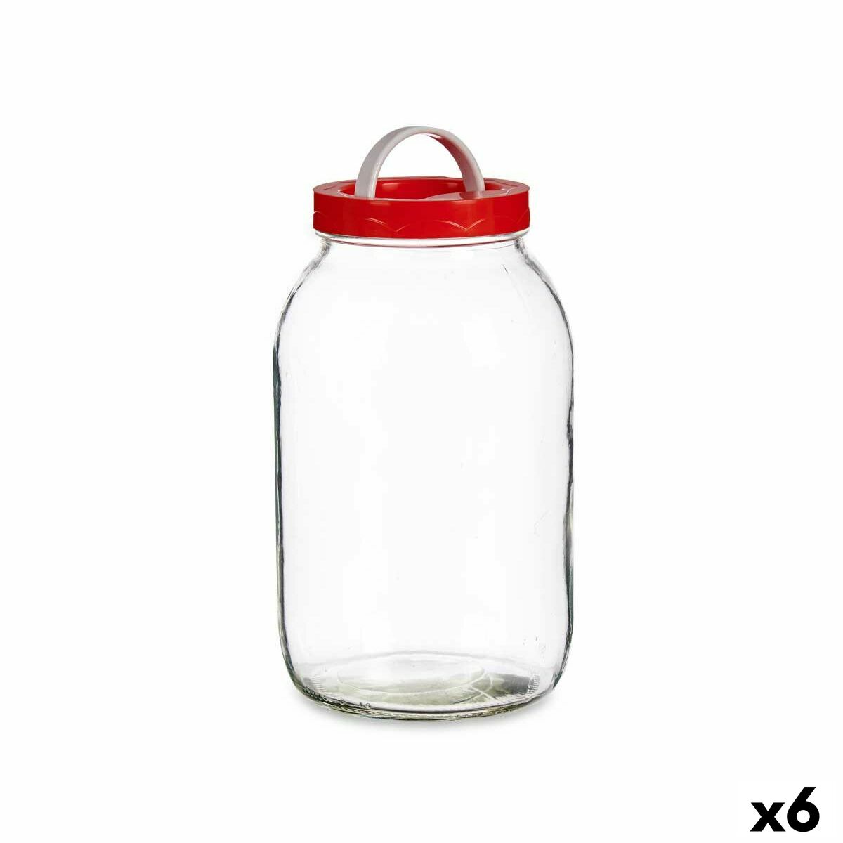 Jar Lid with handle Red polypropylene 3 L 13 x 24,3 x 13 cm (6 Units) Vivalto