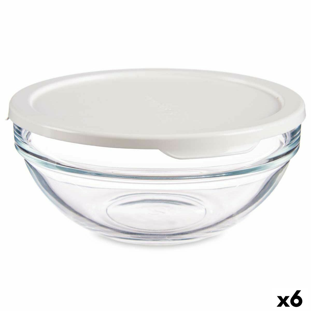 Round Lunch Box with Lid Chefs White 595 ml 14 x 6,3 x 14 cm (6 Units) Pasabahce