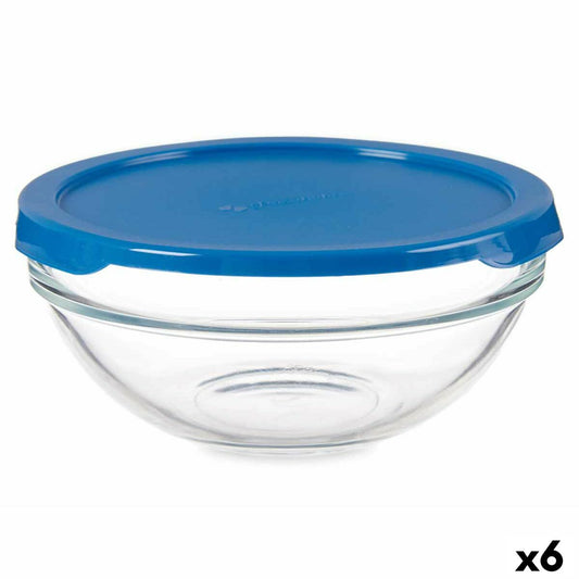 Round Lunch Box with Lid Chefs Blue 595 ml 14 x 6,3 x 14 cm (6 Units) Pasabahce