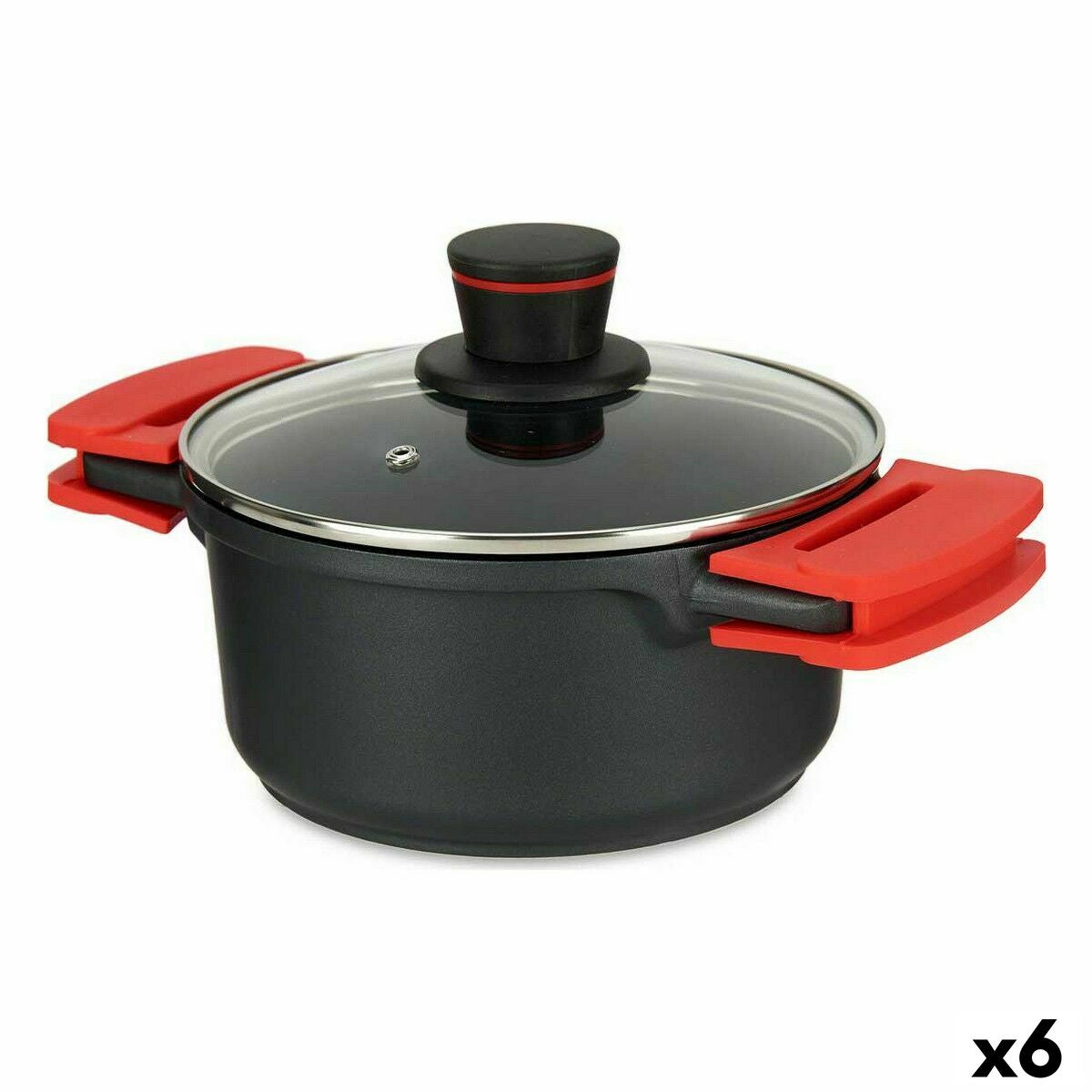 Casserole with glass lid Ø 20 cm Black Aluminium (6 Units) Kinvara