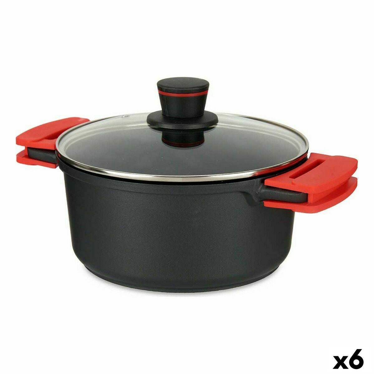 Casserole with glass lid Ø 24 cm Black Aluminium (6 Units) Kinvara