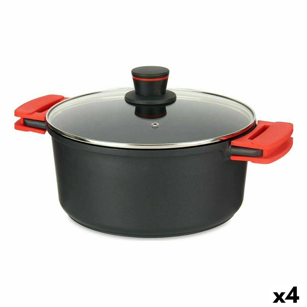 Casserole with glass lid Ø 28 cm Black Aluminium (4 Units) Kinvara