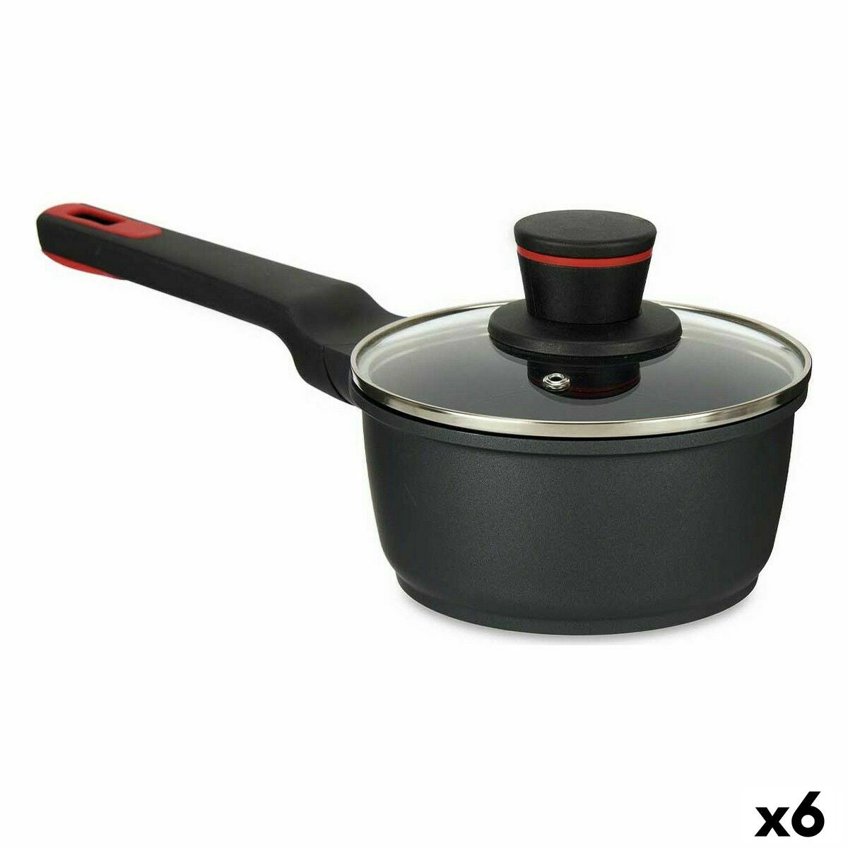 Saucepan with Lid Ø 16 cm Black Aluminium (6 Units) Kinvara