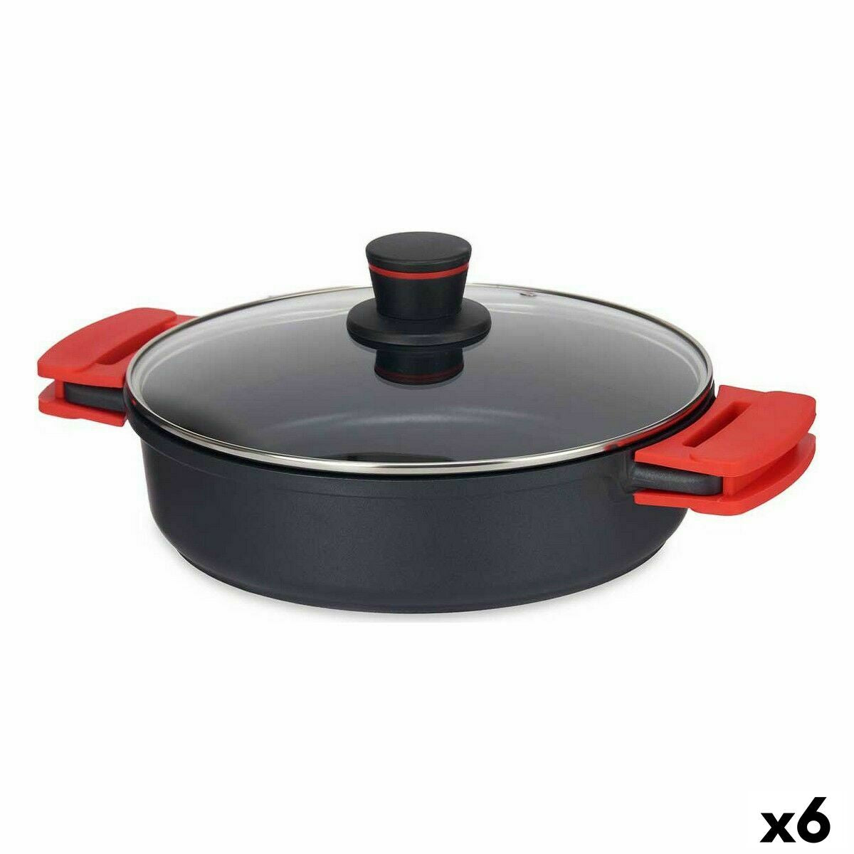 Casserole with lid 28 x 7,5 cm Black Aluminium (6 Units) Kinvara