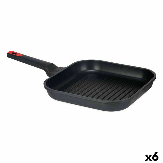 Grill pan with stripes 28 x 28 cm Aluminium (6 Units) Kinvara