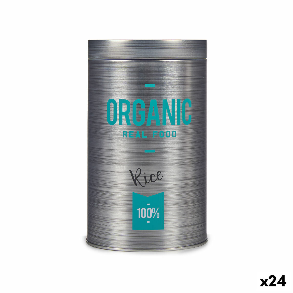 Tin Organic Rice Grey Tin 10,4 x 18,2 x 10,4 cm (24 Units) Kinvara