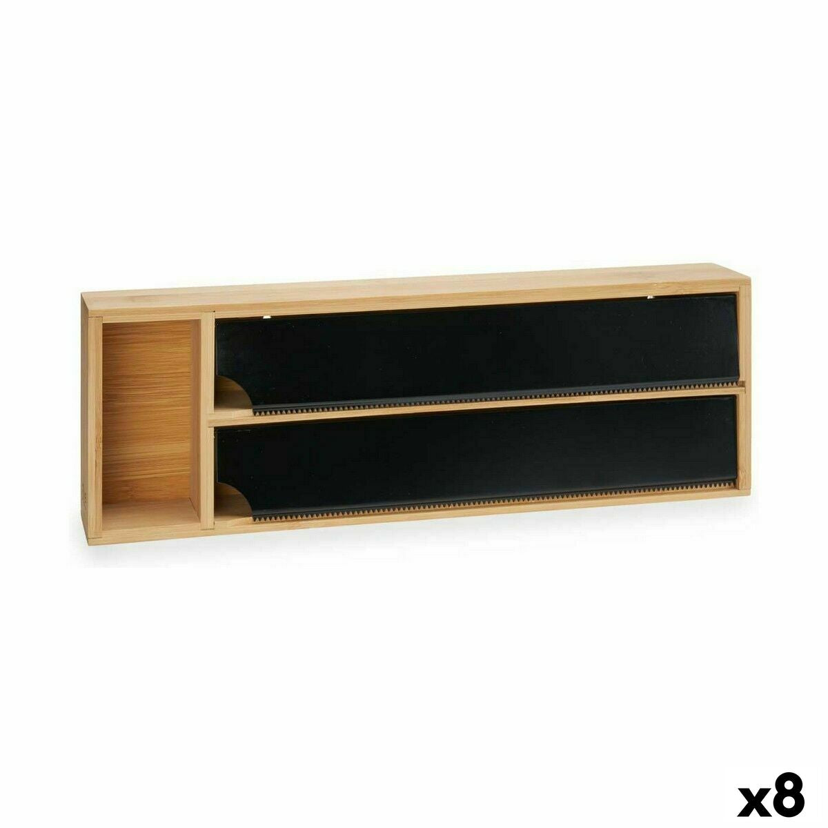 Paper dispenser Double Black Natural Bamboo Stainless steel 40 x 7 x 13 cm (8 Units) Kinvara