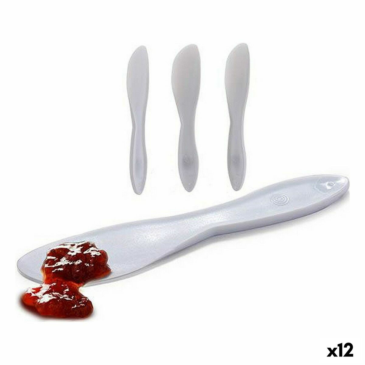 Knife Set 18 x 3,5 x 1 cm White Plastic (12 Units) Kinvara