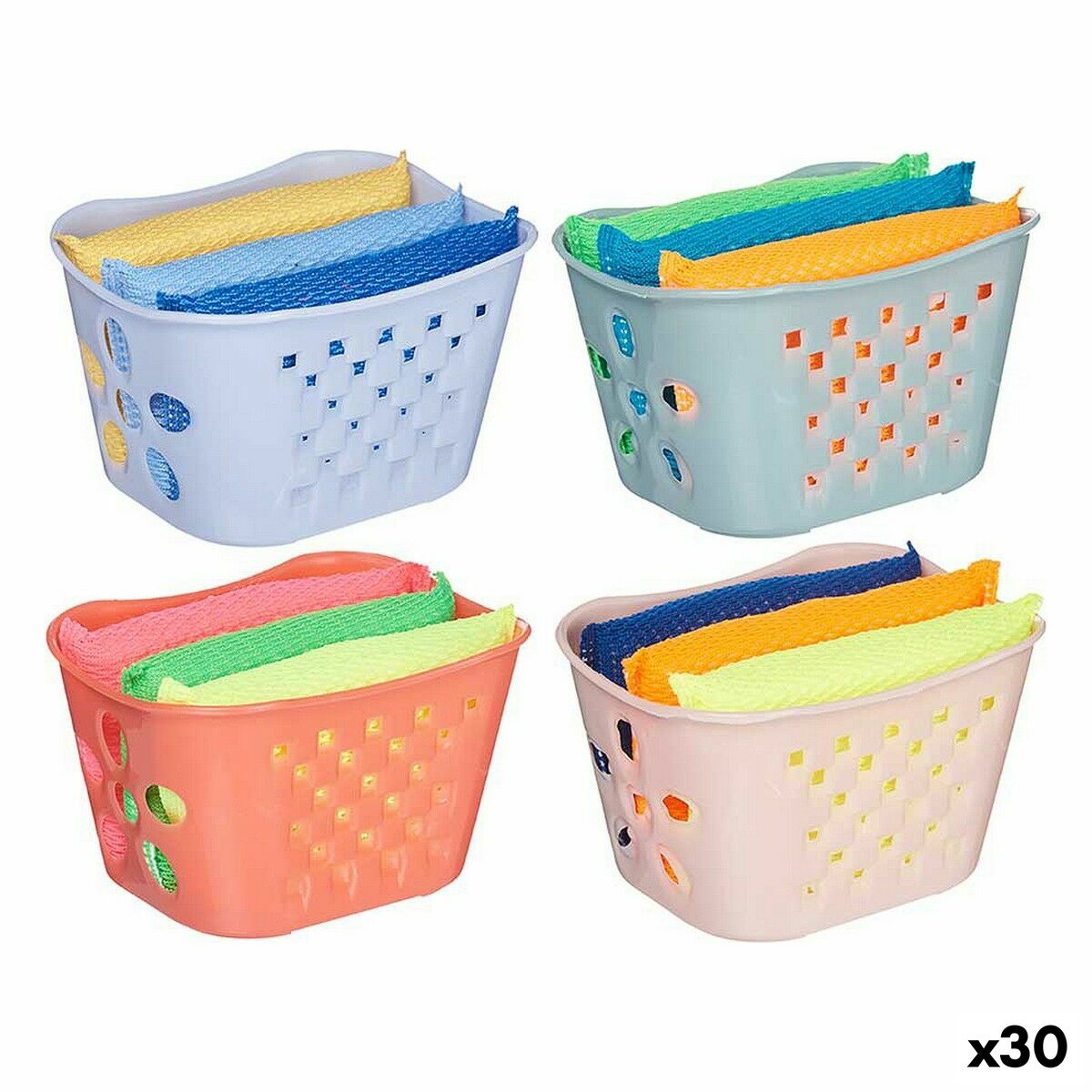 Set of scourers Basket Plastic (30 Units) BigBuy Home