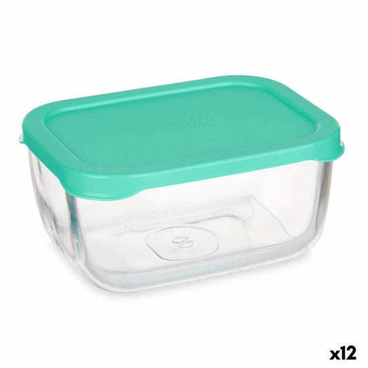 Lunch box SNOW BOX Green Transparent Glass Polyethylene 420 ml (12 Units) Pasabahce