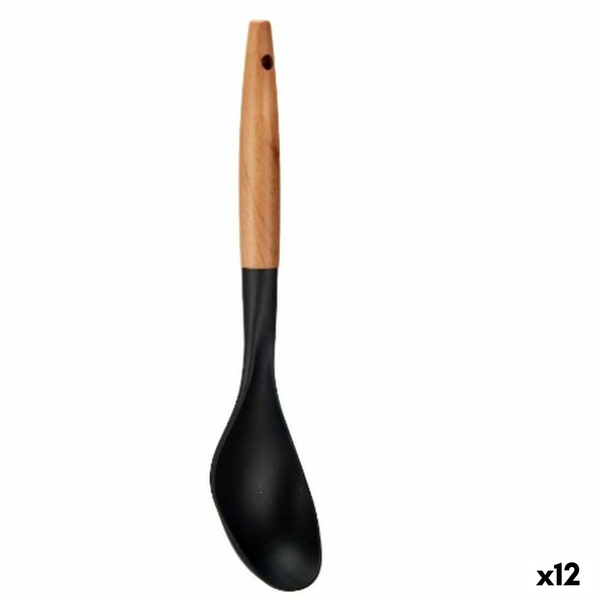 Ladle Black Natural Wood 7 x 33,5 x 3,5 cm (12 Units) Kinvara