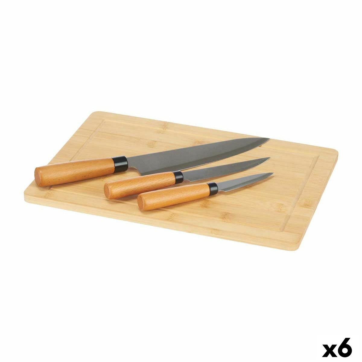 Knife Set Cutting board Cheese Brown Bamboo (6 Units) Kinvara