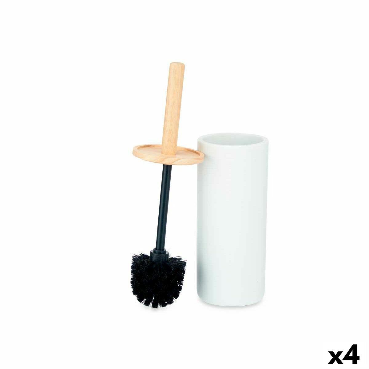 Toilet Brush Berilo B5456BC-5 - 439 White Wood Resin 10,2 x 38 x 10,2 cm (4 Units) Berilo